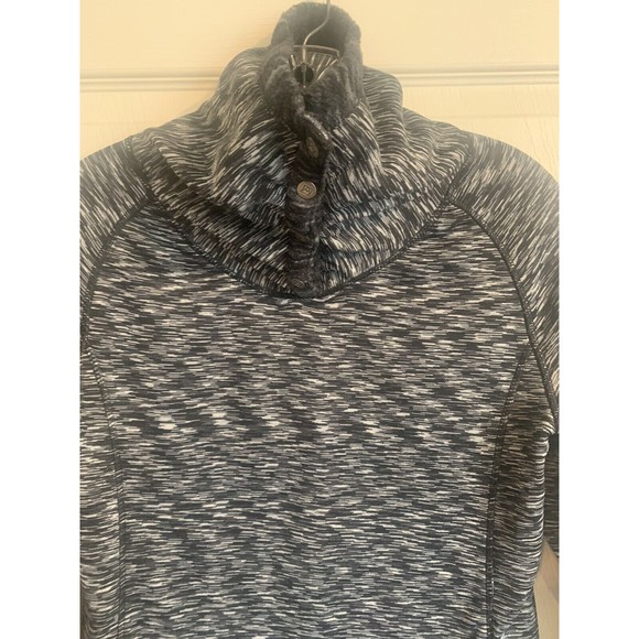 Avalanche Womens Sweatshirt Small Black Space Dye Fleece Snap Neck Pullover Soft - Picture 4 of 13